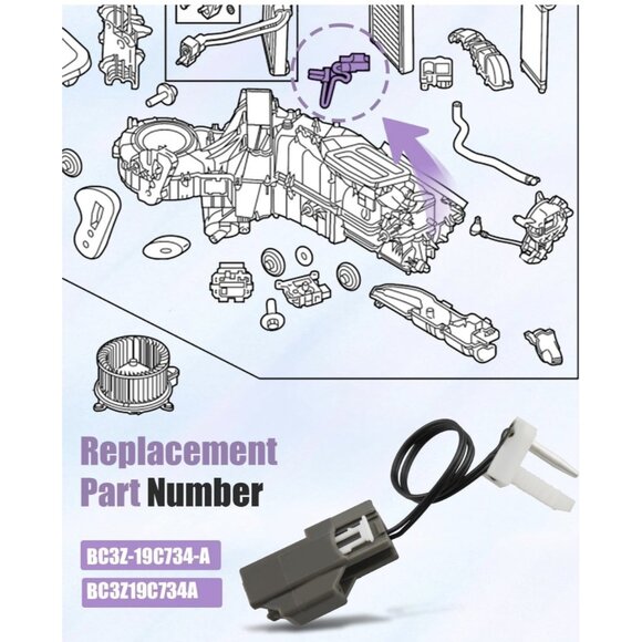 A/C Evaporator Temperature Sensor Ford F-250 F-350 Super Duty 2011-2016 YH-1735 - Picture 6 of 6